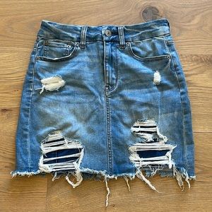 American Eagle Outfitters distressed mini jean skirt. Size 2